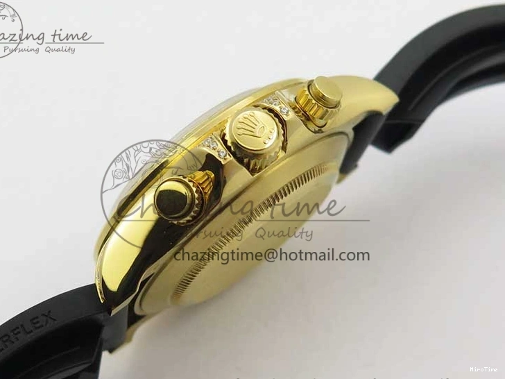 MiroTime 0124 Daytona 116589RBOW YG Rainbow Crystal BLF Best Edition Black Dial on Rubber Strap A EasyMatch 3238